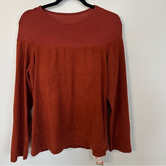 OGL Eco-Mousse Womens Long Sleeve Crewneck Wool Blend Rust Orange Top Sz 2XL NWT - Picture 2 of 11
